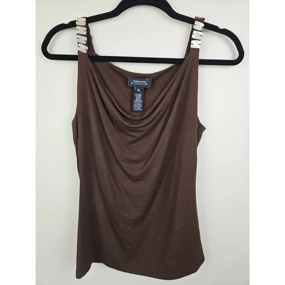 Jones New York Tops - Jones New York Signature Women's Tank Dark Brown Shell Accents Size Medium